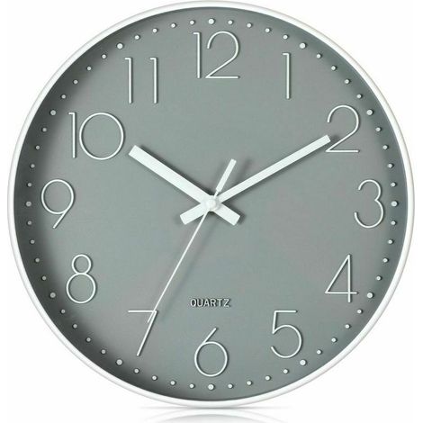 royaluxe -Pendules murales   murale silencieuse à quartz moderne de 12 pouces avec s murales en chiffres arabes sans cocher décoration d'accessoires pour la maison (gris) (1/5)