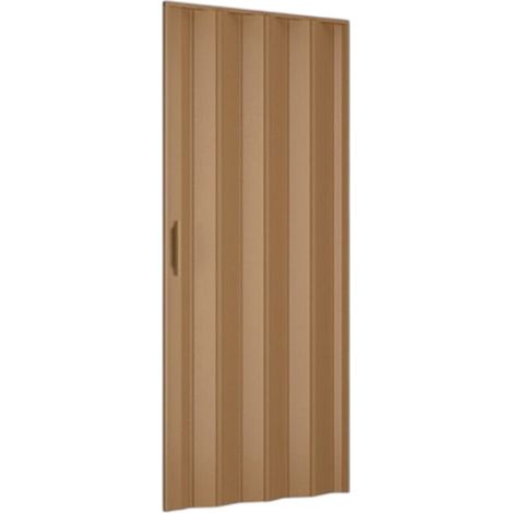 Porta a soffietto in PVC marrone chiaro con apertura laterale e chiusura magnetica 82x210 cm