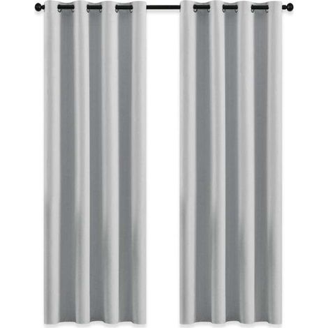 Rideau Occultant - Rideaux d'Extérieur pour Jardin Pergola à Oeillets Lumière Bloquer Isolant Thermique Décoration pour Tonnelle, L 132 x H 213 cm, Gris Blanc, 2 PCs (1/4)