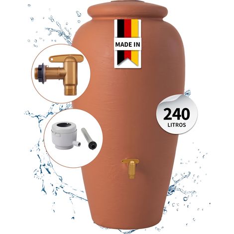 GARANTIA ánfora set completo 240 L terracota incl. grifo de salida de plástico y conexión al bajante (1/5)