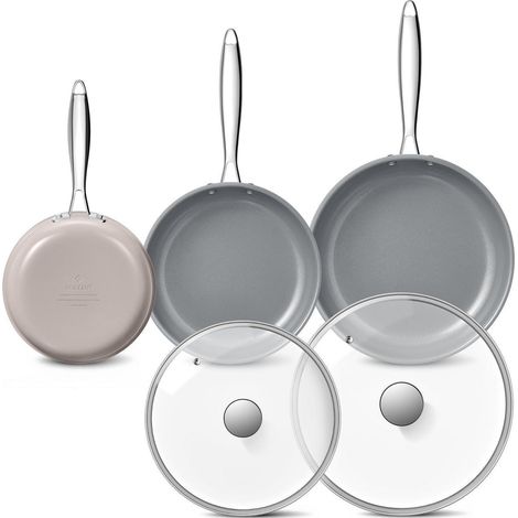 Pfannenset 5-teilig mit Keramik-Antihaftbeschichtung für Induktion 20/24/28 cm