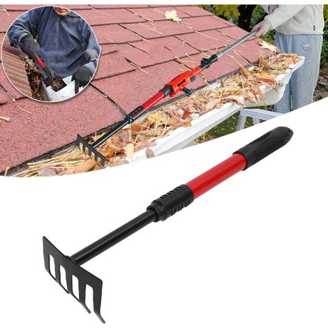 Kit d'outils pour nettoyer les gouttières avec scoop et rateau à angle variable + extension de 1,7 m en carbone/stainless steel (1/5)