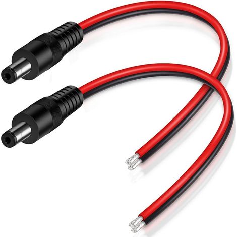 2PCS 14AWG 5.5 X 2.1mm DC Alimentation Pigtail Cables,12V 10A DC d'alimentation Connecteur pour Vidéo Surveiller CCTV Caméra Câble LED Strip Connecteur DC(0.3m) (1/5)