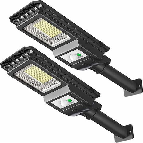 Potente farola solar exterior, 156 LED, 2000 lúmenes, sensor de movimiento, aplique solar impermeable para jardín, valla y patio. (1/2)
