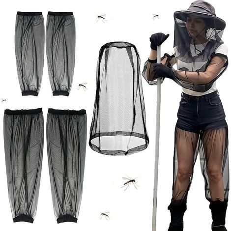 3 Pièces Filet Anti Moustique Couvre Chefs, Pantalons, Manches  Filet Anti Insecte Manchons Respirant Materiel Camping Pour Le Camping, Pêche, Randonnée et Le Jardinage (1/5)