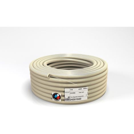 Gaine électrique TIIB anti-UV 20mm – Longueur 100m – Non propagateur de la flamme – Certifié NF IK08 – Fabrication française – Courant (1/3)