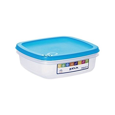 EDA - Boîte carrée plate 1l naturel couvercle turquoise acidulé