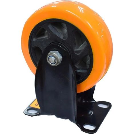 Rueda fija industrial de poliuretano sin freno 125 mm Naranja (1/3)