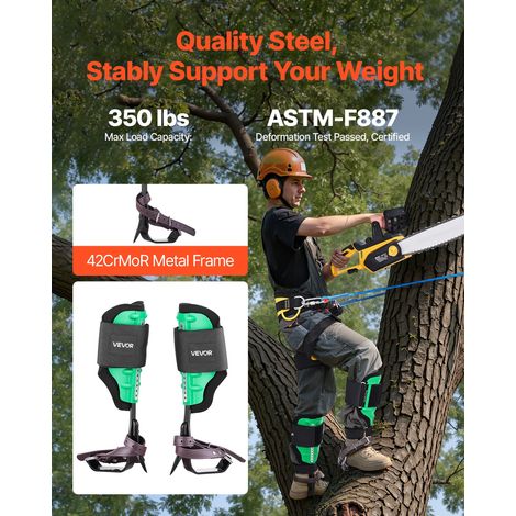 Griffe Élagage Charge 159 kg Grimpette Élagage Hauteur Réglable 39,1-47 cm Crampons d'Escalade d'Arbres Éperons Escalade Acier pour… (1/5)