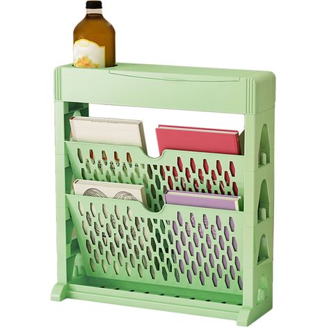 Bücherregal, Aufbewahrungsregal, kleines Bücherregal, geräumiges Bücherregal, leicht zugänglich, für Wohn- und Schlafzimmer, einreihig, zweistöckig, grün (1/5)