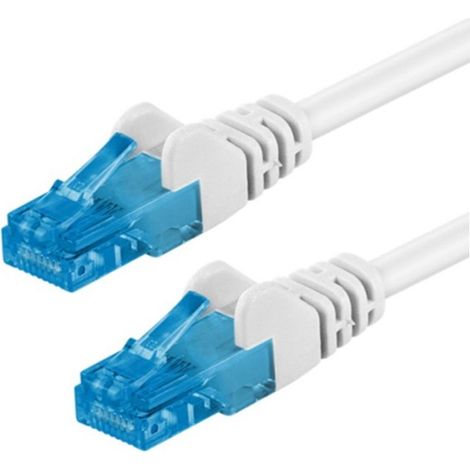CAT 6A cavo patch, U/UTP, bianco, conduttore di rame (CU), guaina del cavo senza alogeni (LSZH). Lunghezza del Cavo 1 m (1/4)
