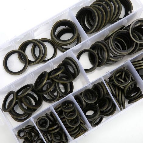 180pcs joints de bouchon de vidange d'huile mis M6-M24 rondelles d'écrasement d'huile zingué collé anneau de scellage kit attaches pour l'industrie mécanique avec boîte en plastique (1/5)