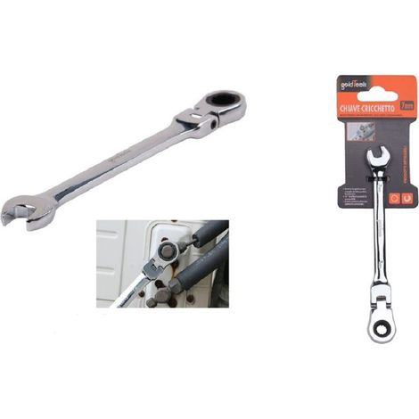 Trade Shop - Ringmaul-Ratschenschlüssel 7 mm Klappkopf Chrom-Vanadium-Werkzeug 91729 - (1/2)