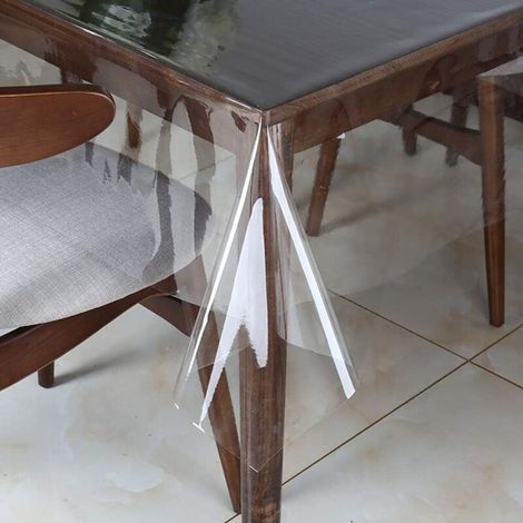 Nappe de protection en vinyle transparent, imperméable et résistante à l'huile, rectangulaire, feuille transparente (1/3)