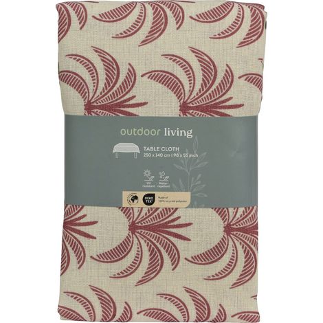 outdoor living Tischdecke Palmen Beige & Rot 140 x 250 cm - Polyester-Baumwolle (1/2)