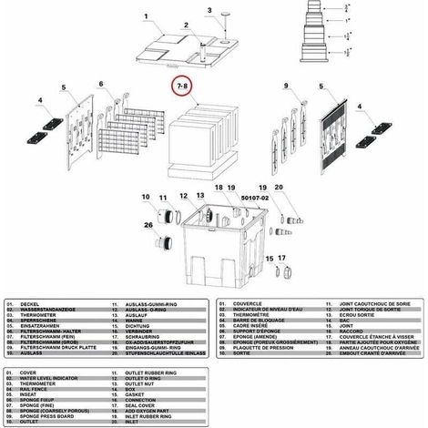 Pièce détachée Filtre Biologique CBF-350 Lot Complet d'éponges filtrantes Mousse Filtre (1/3)