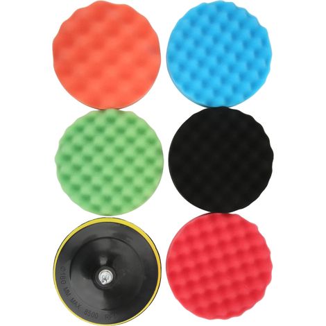 Lot de 7 Disques de Polissage 7 Pouces pour Lavage, Cirage, Dépoussiérage et Lustrage avec Adaptateur pour Perceuse Électrique (1/5)