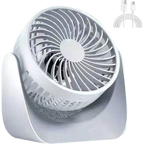 USB-wiederaufladbarer, tragbarer und leiser Tischventilator mit 360°-Drehung und 3 Geschwindigkeitsstufen – ideal für Schlafzimmer, Büro und Camping.