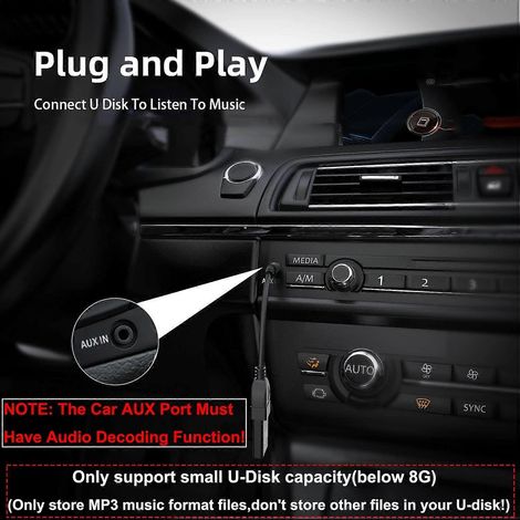 Câble adaptateur OTG avec prise audio AUX mâle 3,5 mm (1/8 pouce) vers USB 2.0 femelle pour lire de la musique à partir d'une clé USB dans la voiture. (1/5)