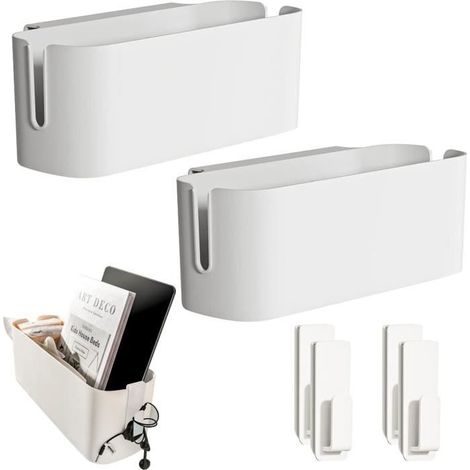 2-teiliger multifunktionaler Hängekorb, Hängeaufbewahrungsbox mit 2 Haken, Weiß (1/4)