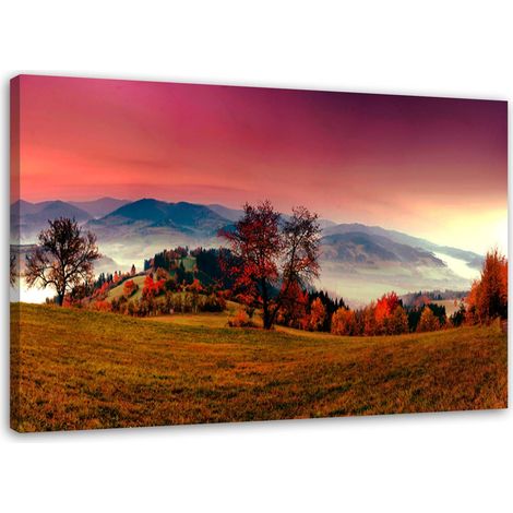 Tableau sur toile Montagne Paysage Prairie Arbre 60x40 (1/5)