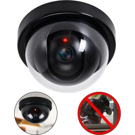 Security Dummy Dome Surveillance Camera with Lens and Flashing Red LED, Very Realistic, Ceiling/Wall Mount