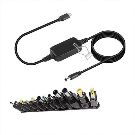 Einstellbares 5–20-V-PD-Schnellladekabel mit 12 Adaptern für Laptops und andere Geräte. USB-C-auf-DC-Netzteilkabel. (1/5)