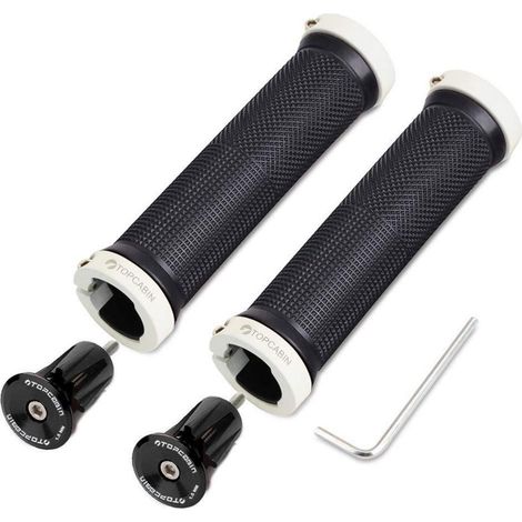 Fahrradlenkergriffe Paar mit Aluminium Lock, ergonomisch, weiß (1/5)
