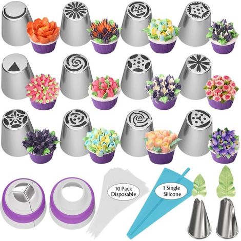 Spritztüllen, Glasurtüllen, Spritzbeutel aus Edelstahl, DIY-Sets, Tortendekorationszubehör, Spritzbeutelspitzen (1/4)