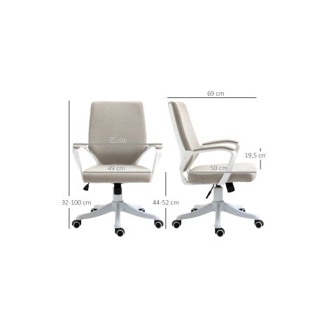 Fauteuil de bureau ergonomique avec soutien lombaire, réglable en hauteur jusqu'à 120 kg, beige, pour bureau & télétravail (1/5)