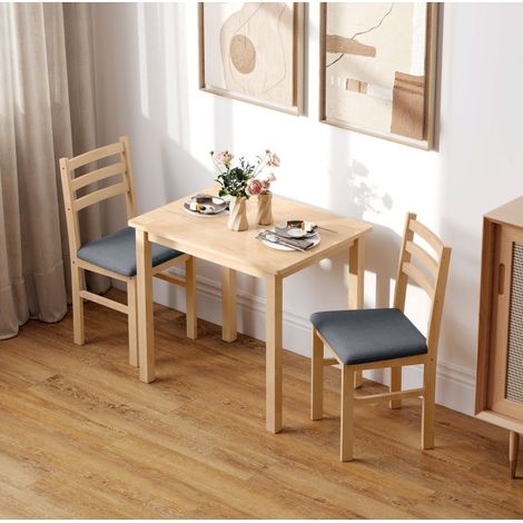 Conjunto de mesa y 2 sillas de comedor, MDF y madera, natural HAVRYA (1/5)