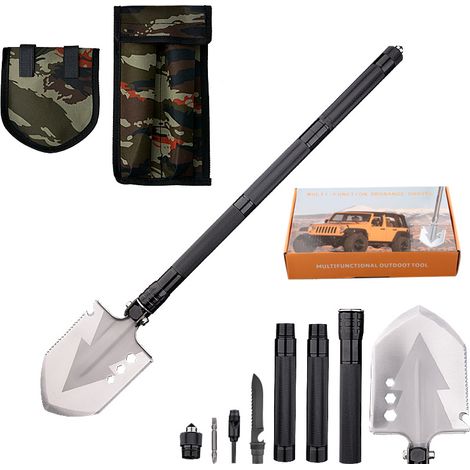 Pala pieghevole, pala pieghevole multifunzionale da 78 cm, pala con 3 combinazioni di lunghezza, pala pieghevole a 180 gradi, pala di sopravvivenza per campeggio, fuoristrada, escursionismo, giardino,