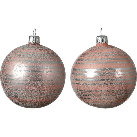 Pallina di Natale Lina di Natale D8 Strisce Rosa Assortite