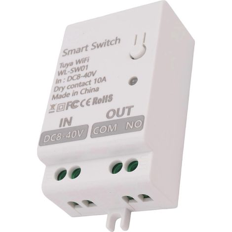 Module de contact sec Tuya Smart WiFi 10A, relais disjoncteur universel pour la maison, compatible avec Smart Life et Alexa, alimentation 8-40 V CC. (1/5)