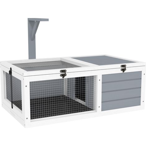 Enclos pour tortue avec 2 espaces, support de lampe intégré, 81 x 48 x 31,5 cm, gris, habitat intérieur pour petit animal (1/5)
