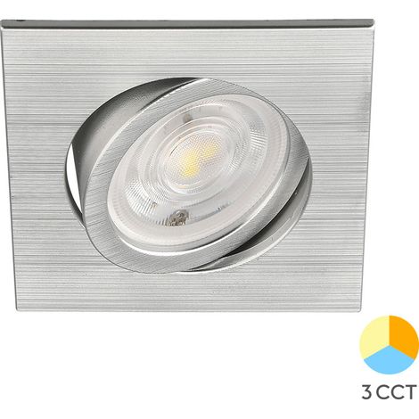 Spot LED encastrable 3en1 carré alu 7W IP20 (1/5)