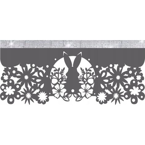 Küchengardine N13 Envy, Frühling, 90 x 36 cm, grau