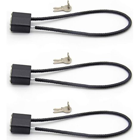 Lot de 3 cadenas à câble de 38 cm (15 pouces) avec clé, universels pour portes et coffres-forts, noirs. (1/5)