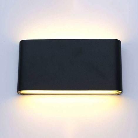 12W LED Outdoor Wall Lamp Waterproof Aluminum Wall Lights Porch Garden Corridor Wall Sconce Indoor Wall Light Warm White 3000K (Black) [Energy Class A+] (1/5)