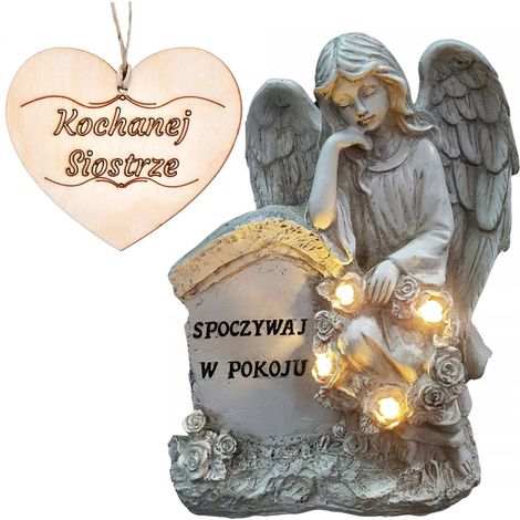 Vela del ángel de la guarda con la inscripción "Descansa en paz" para la tumba de la hermana. 21,5 cm. (1/5)