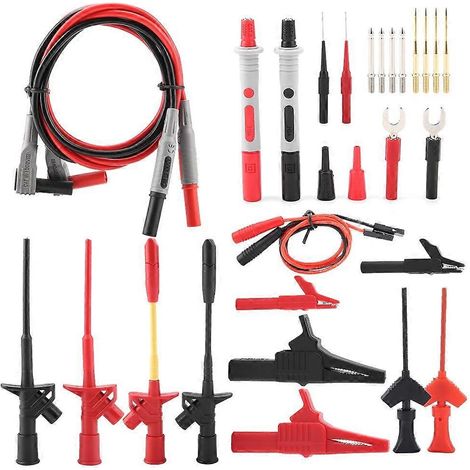 Ensemble de 28 pièces avec sondes de test interchangeables pour multimètre P1300F (fiche banane 4 mm) (1/4)