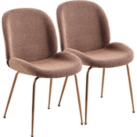 Coppia di sedie in tessuto bouclè marrone con gambe in oro rosa - Shell (1/5)