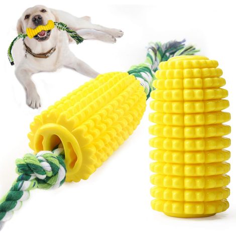 Jouet Chien Solide, Jouet à Mâcher pour Chien en Caoutchouc avec Corde, Brosse à Dents Chien en Forme Maïs-Fei Yu (1/5)