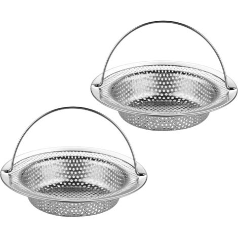 2 pezzi Colino antigoccia per lavello da cucina, con manico, acciaio inox, grande, lavello da cucina, cestello di scarico, raccogli-cibo