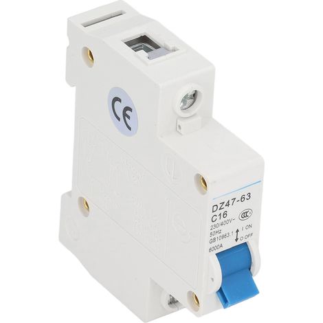 1-poliger Leitungsschutzschalter Pa66, Kurzschlussschutz, DIN-Schienenmontage, Abschaltvermögen 6000 A, 230 V, 400 V, 16 A (1/5)