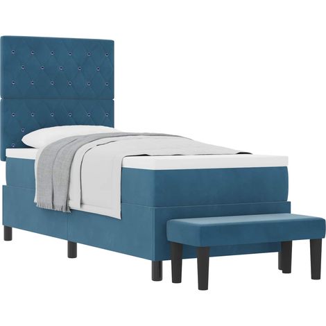 Maison Exclusive - Lit à ressorts avec coussin Bleu foncé 200 x 80 cm Velours (1/5)