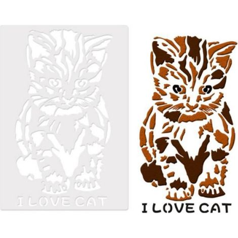 Pochoirs à motif Chat Blanc, modèles de dessin DIY à évider pour cahier journal, album photo, affiche et poster (1/4)