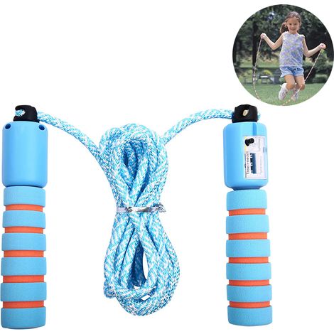 Corde à sauter anti-nœuds avec câble à roulement à billes, réglable pour le fitness et l'entraînement, avec poignées en mousse à mémoire de forme pour hommes, femmes et enfants. (1/5)