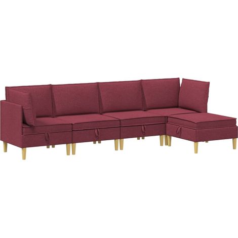 Modular Sofa Set mit Stauraum 5 stk. Weinrot 280 x 140 x 82 cm vidaXL