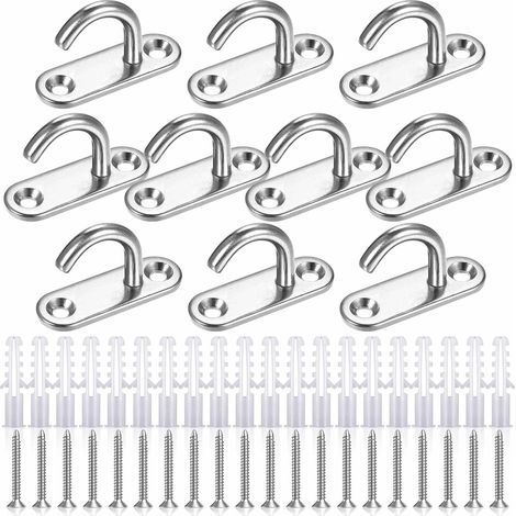 10 Pièces Crochet Inox,Crochet Plafond,Pontet Inox pour Balançoire Hamac Yoga (1/5)